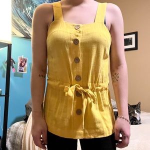 Yellow Button and Belted Tank Top